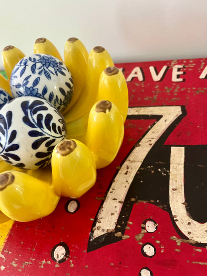 Ceramic Banana Bowl with Decorative Porcelain Balls
