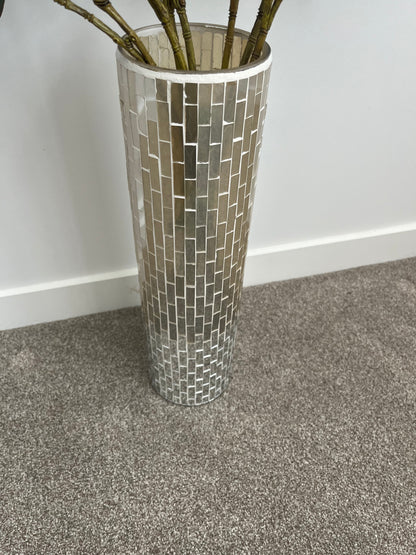 Striking Mosaic Vase with Faux Eucalptus Branches
