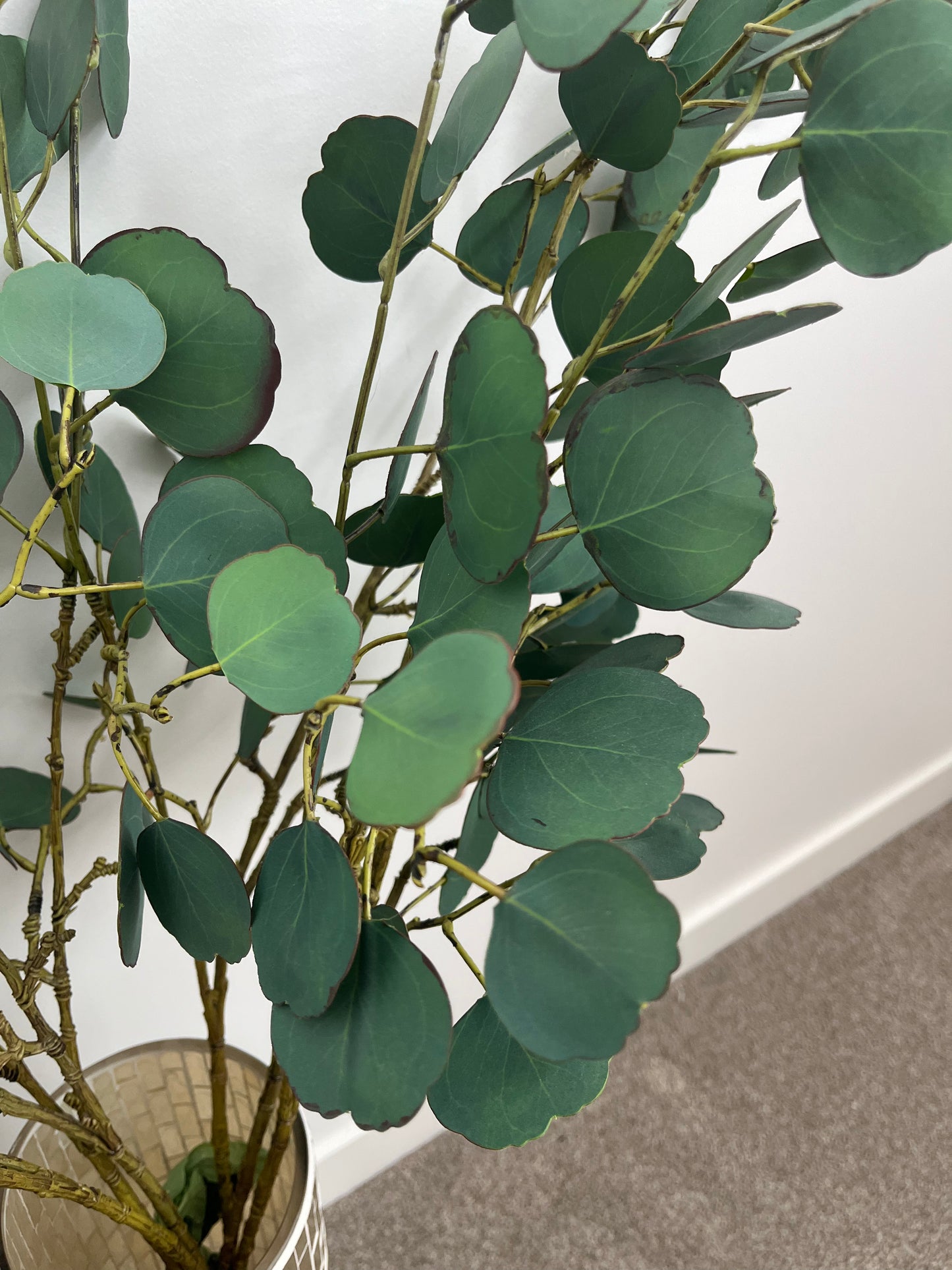 Striking Mosaic Vase with Faux Eucalptus Branches