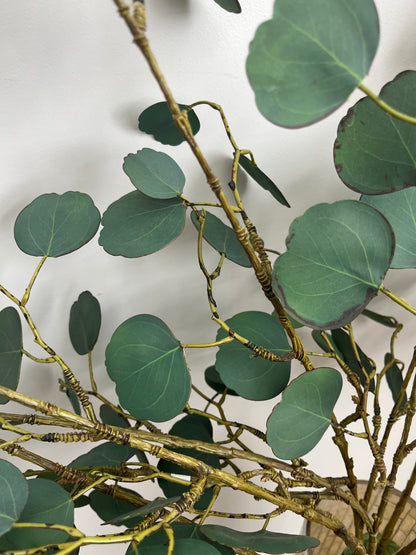 Striking Mosaic Vase with Faux Eucalptus Branches