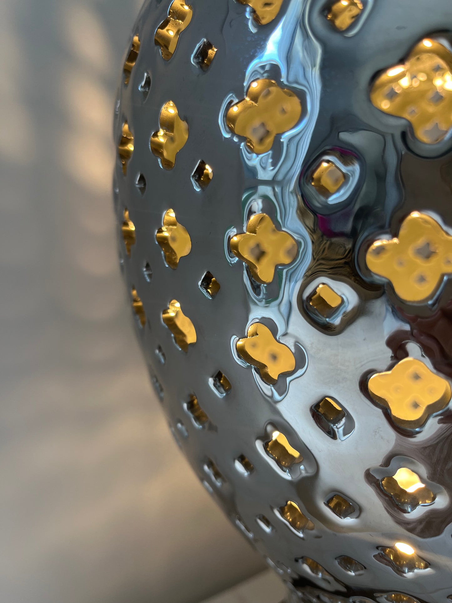 Stunning Silver Ceramic Cut Out Lamp