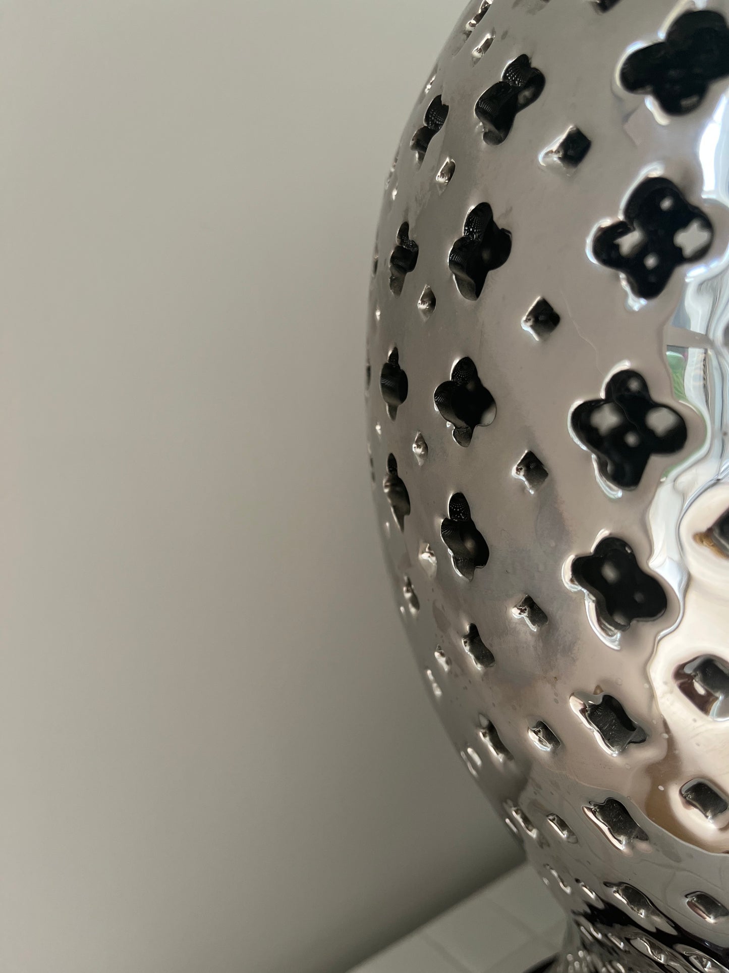 Stunning Silver Ceramic Cut Out Lamp