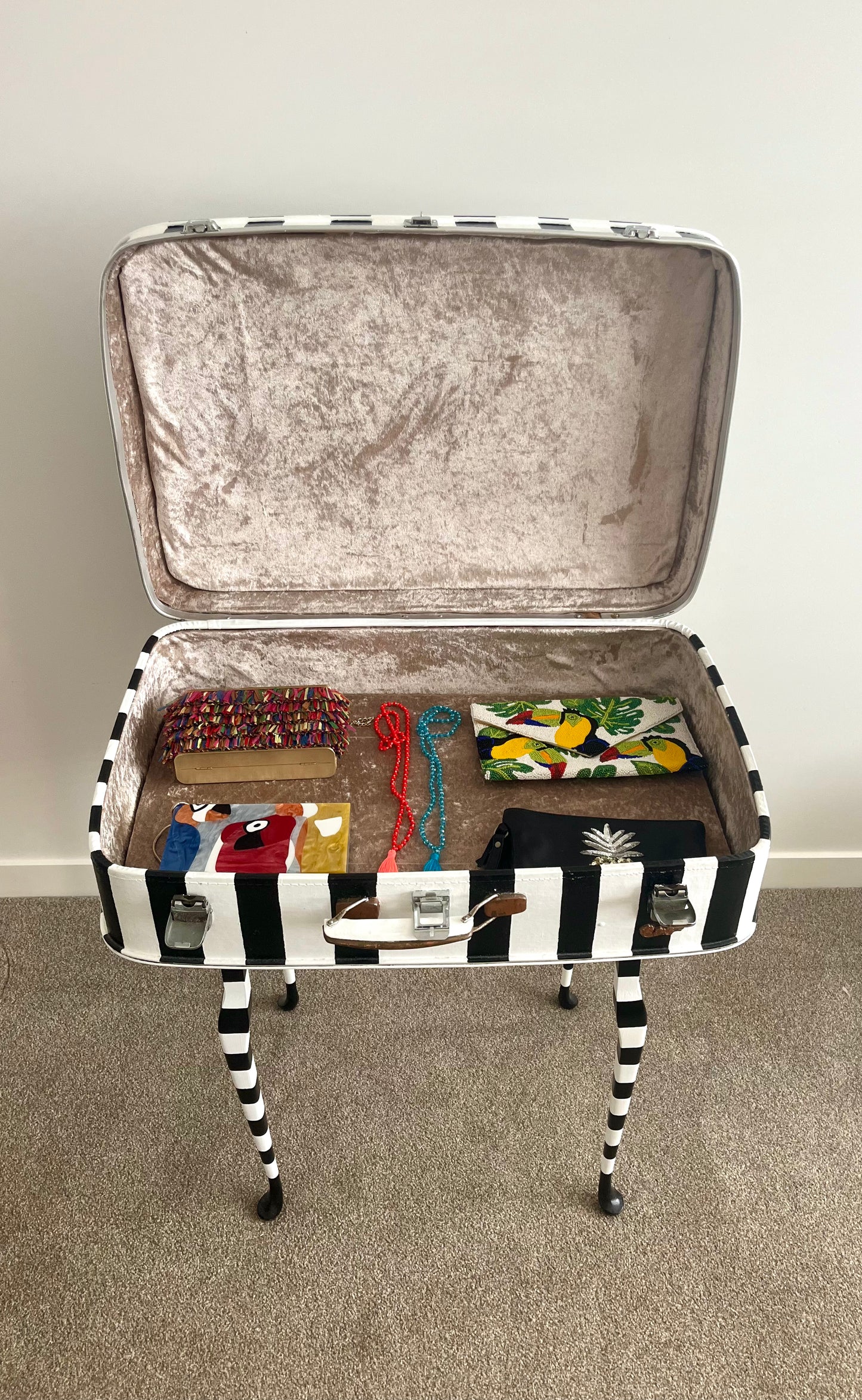 Retro Hand Painted Suitcase Table