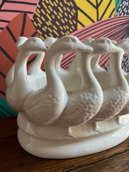 Quirky White Swan Planter