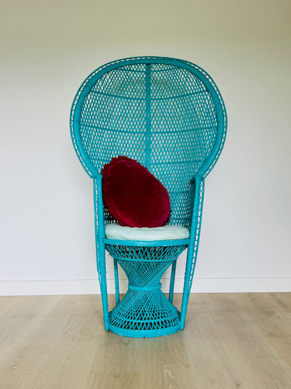 Gorgeous Blue Peacock Rattan Chair