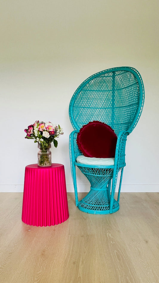 Gorgeous Blue Peacock Rattan Chair