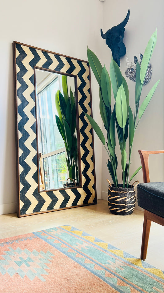 Beautiful Wooden ZigZag Design Mirror