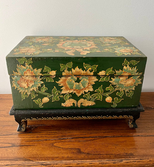 Lovely Wooden Rustic Painted Box on Stand
