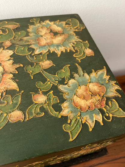 Lovely Wooden Rustic Painted Box on Stand