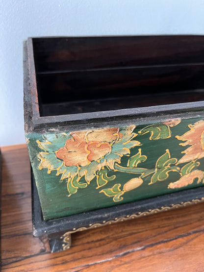 Lovely Wooden Rustic Painted Box on Stand