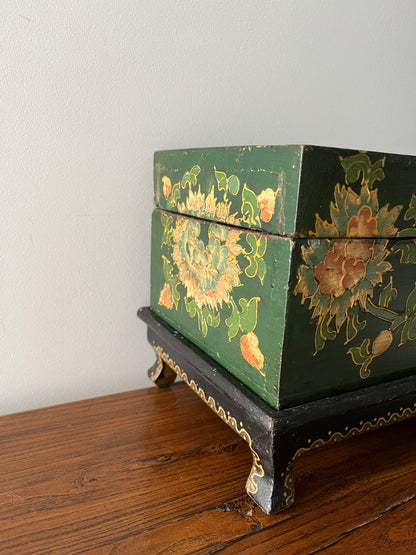 Lovely Wooden Rustic Painted Box on Stand
