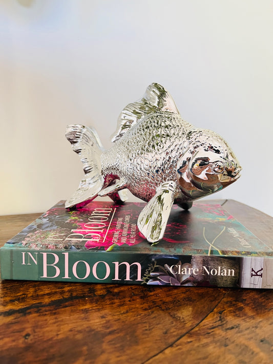 Elegant Silver Resin Fish Figurine