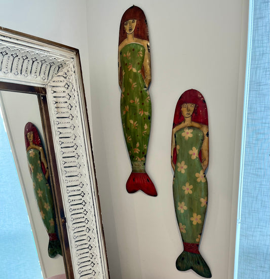 Beautiful Pair of Metal Mermaids
