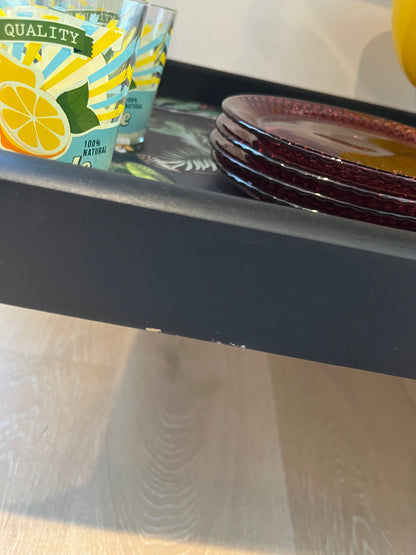 Mid Century Tropical Bar Cart with accessories