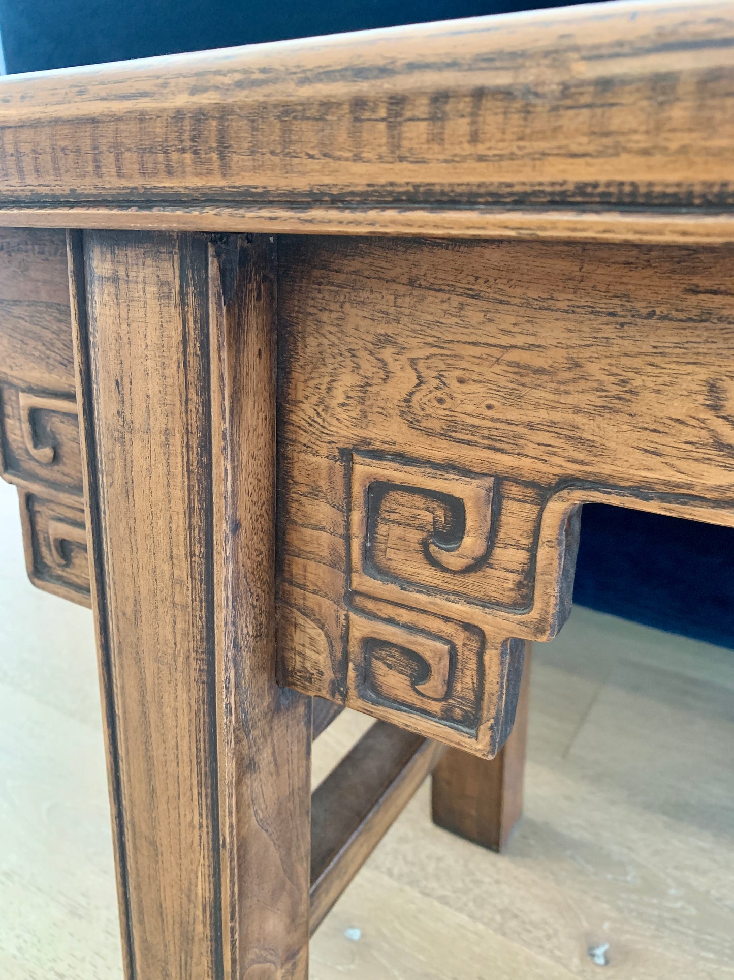Carved Wooden Bench Seat