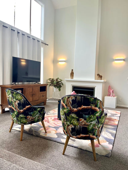 Statement Pair of Leopard Print Accent Chairs