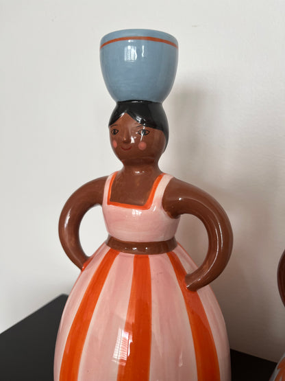 Lovely Pair of Lady Candleholders