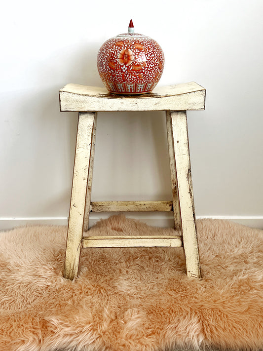 Lovely Rustic Oriental Elm Stool