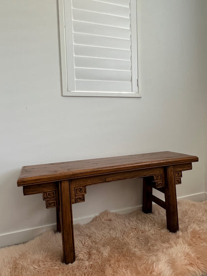 Carved Wooden Bench Seat