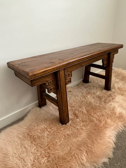 Carved Wooden Bench Seat