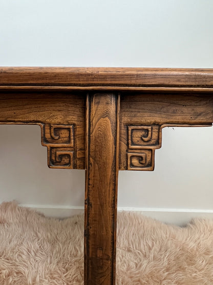 Carved Wooden Bench Seat