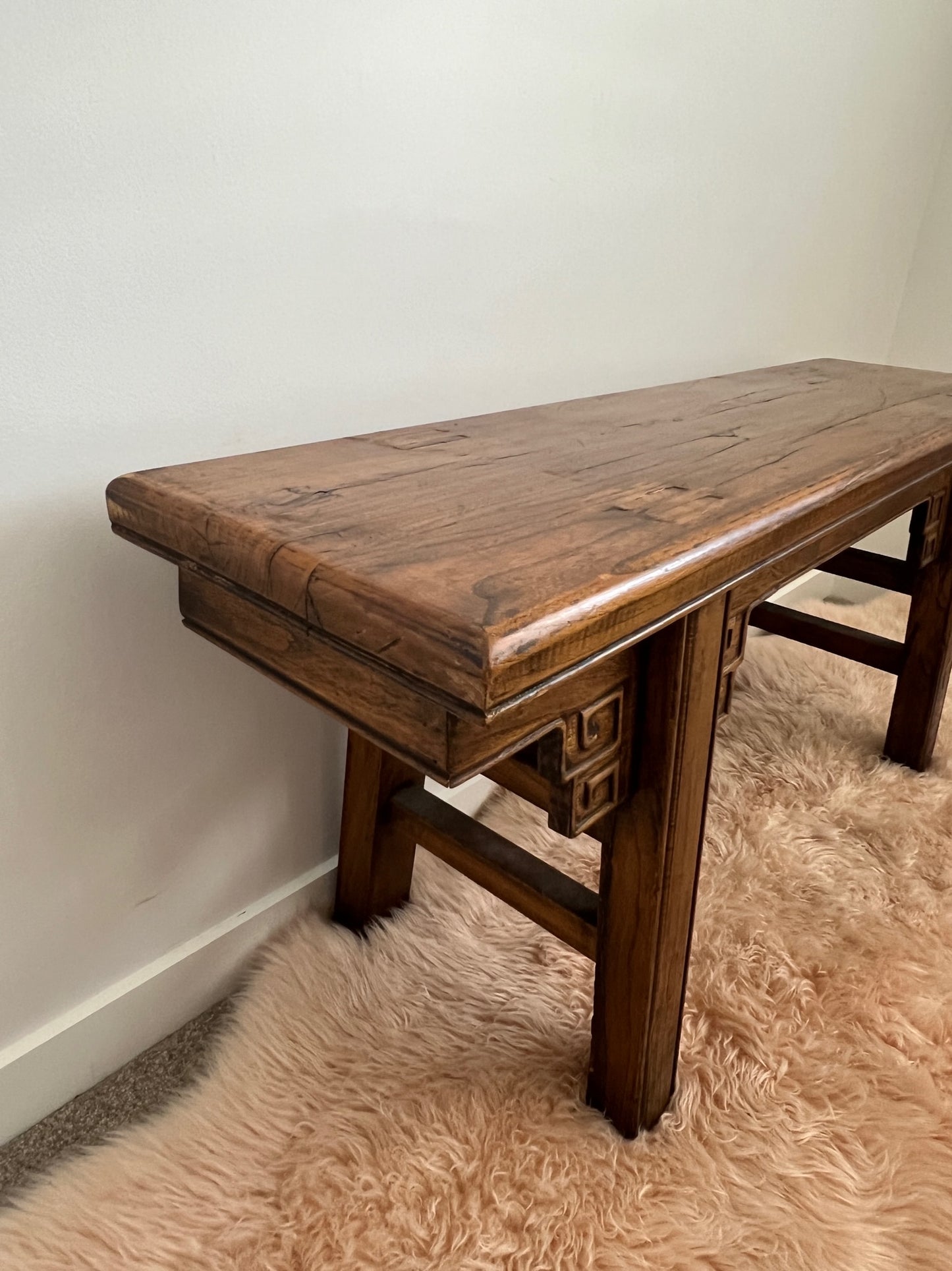 Carved Wooden Bench Seat