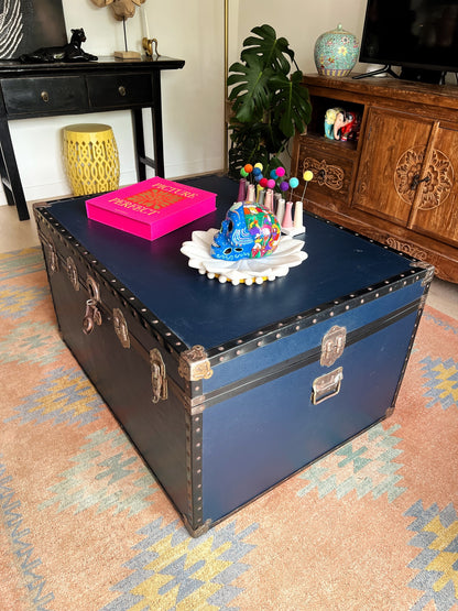 Awesome Blue Vintage Steamer Trunk