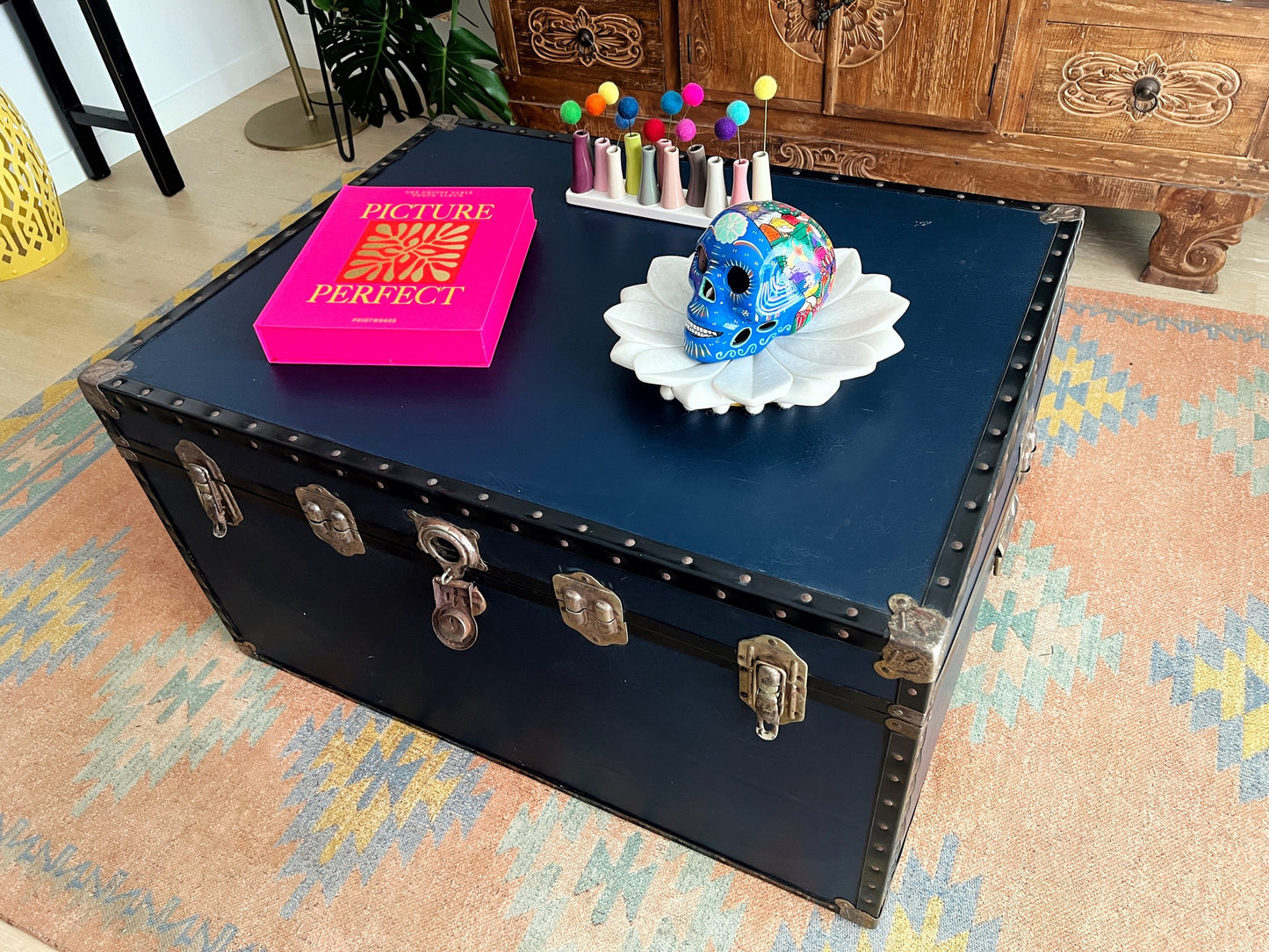 Awesome Blue Vintage Steamer Trunk