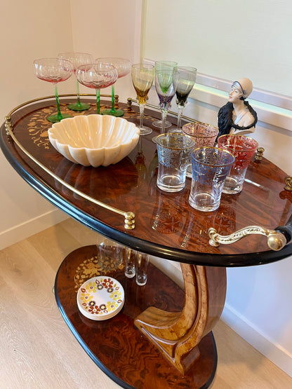 Beautiful Fully Curated Inlaid Wood Drinks Trolley