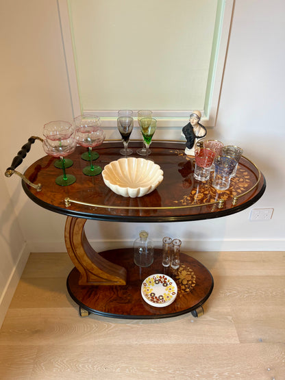 Beautiful Fully Curated Inlaid Wood Drinks Trolley