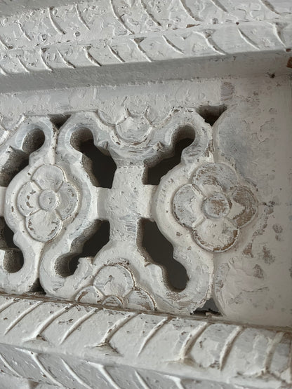 Beautiful White Carved Wooden Mirror