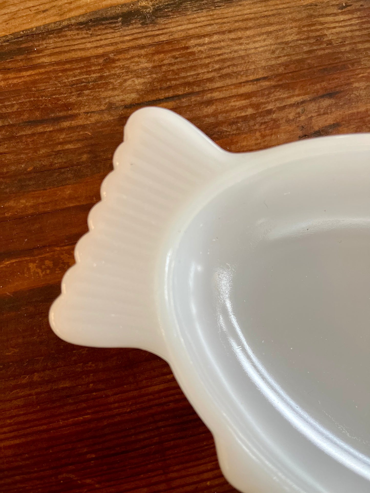 Trio of Vintage White Milk Glasbake Fish Shaped Dishes