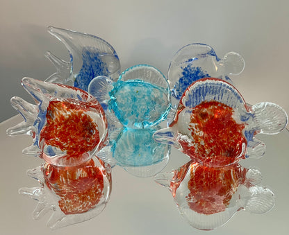 Set of 5 Colourful Glass Fish Sculptures