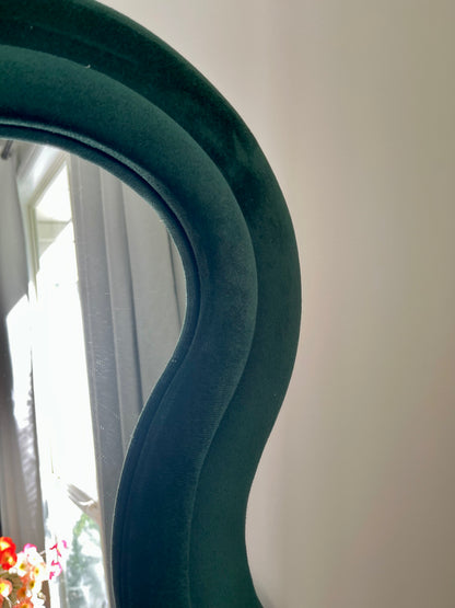 Beautiful Wavy-Frame Forest Green Full Length Mirror