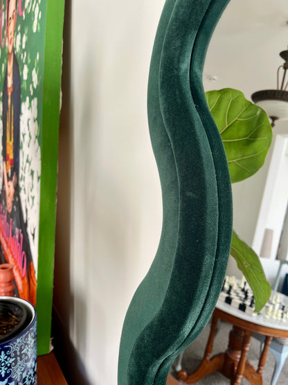 Beautiful Wavy-Frame Forest Green Full Length Mirror