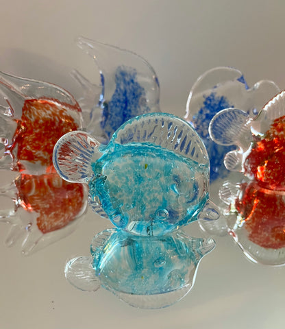Set of 5 Colourful Glass Fish Sculptures