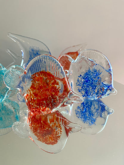 Set of 5 Colourful Glass Fish Sculptures