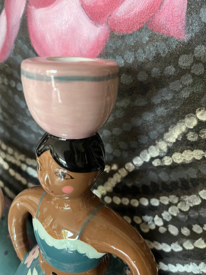Pretty Pair of Lady Candleholders