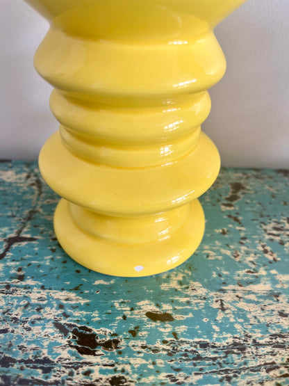 Pair of Yellow Ceramic Candlesticks