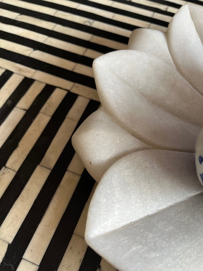 Gorgeous Marble Lotus Plate with Porcelain Balls