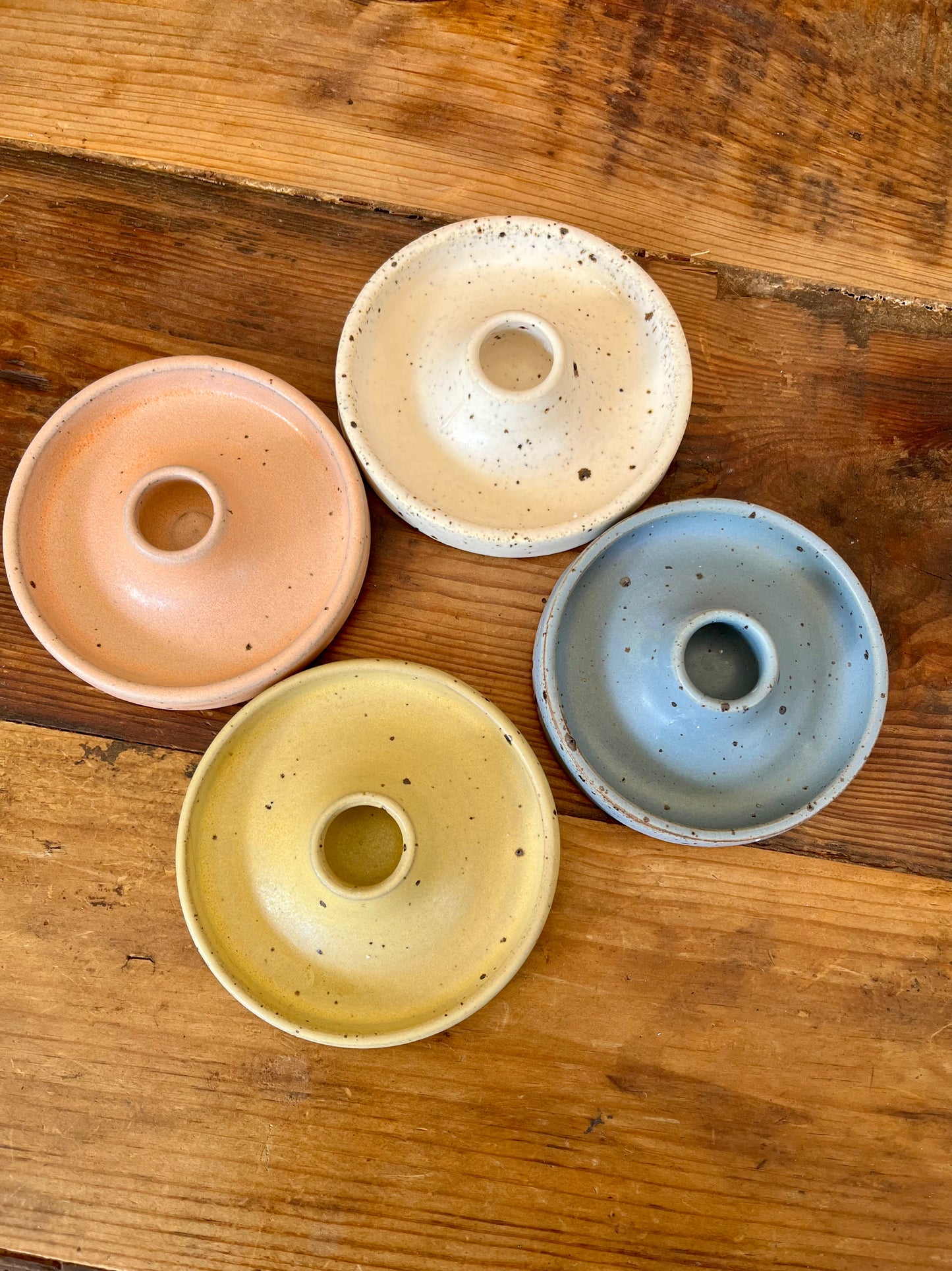 Pretty Ceramic Candleholders x 4