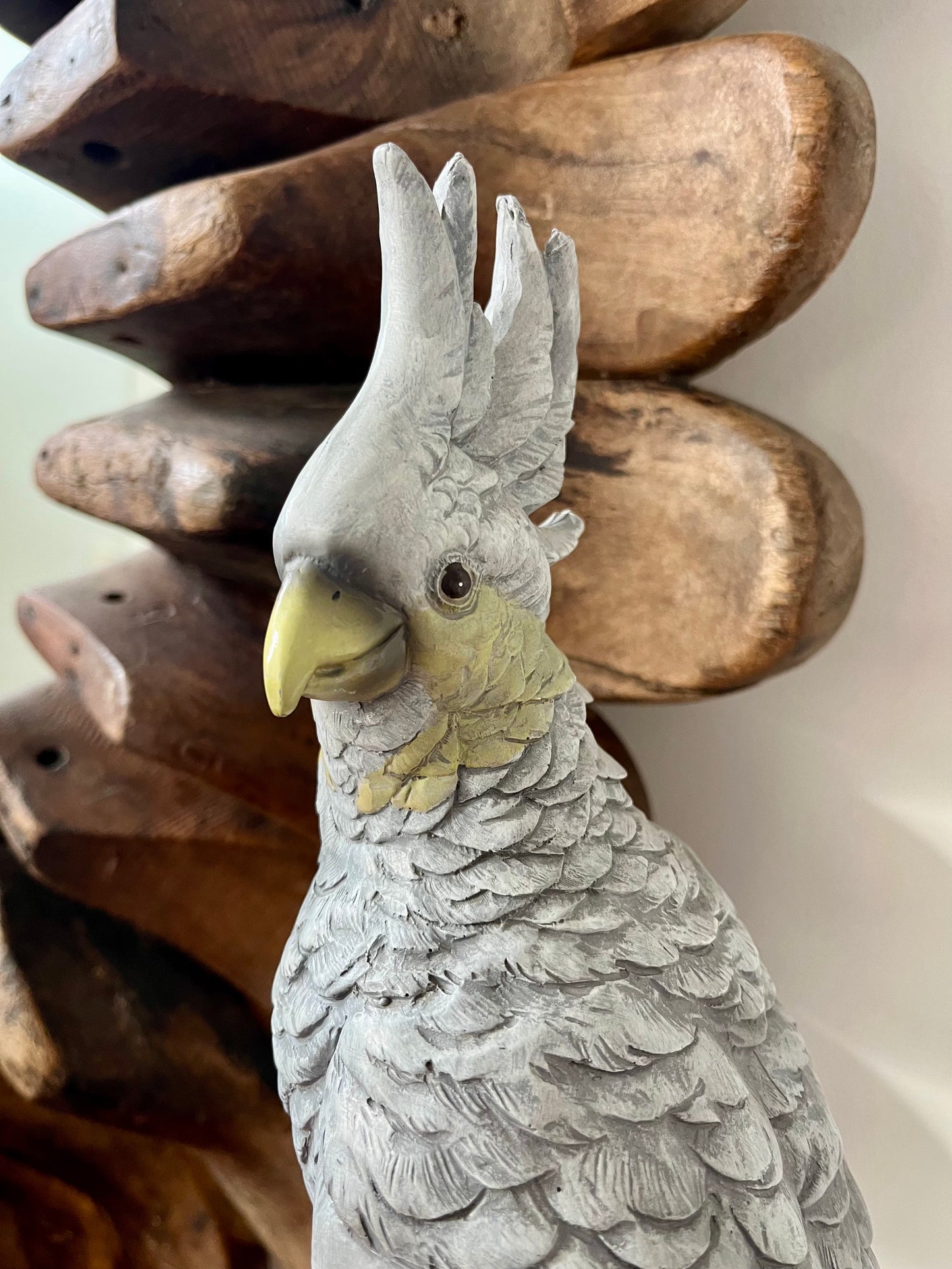 Large Grey Cockatoo Ornament on Stand