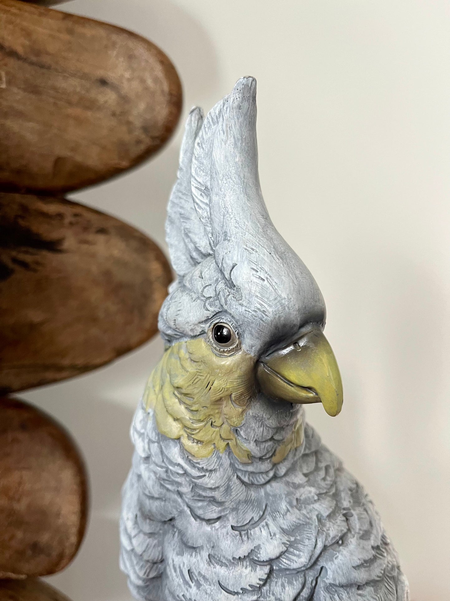 Large Grey Cockatoo Ornament on Stand