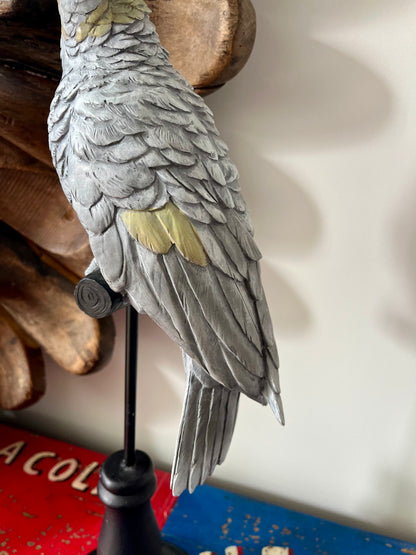 Large Grey Cockatoo Ornament on Stand