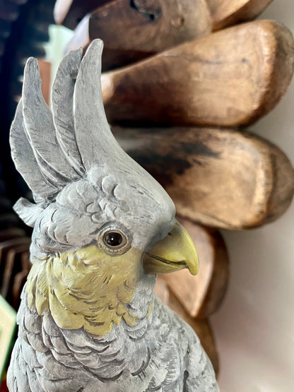 Large Grey Cockatoo Ornament on Stand