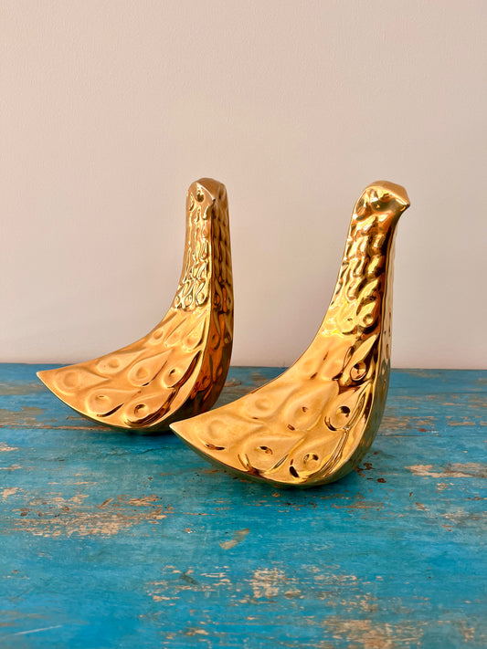 Pair of Gold Bird Sculptures by Jonathan Adler