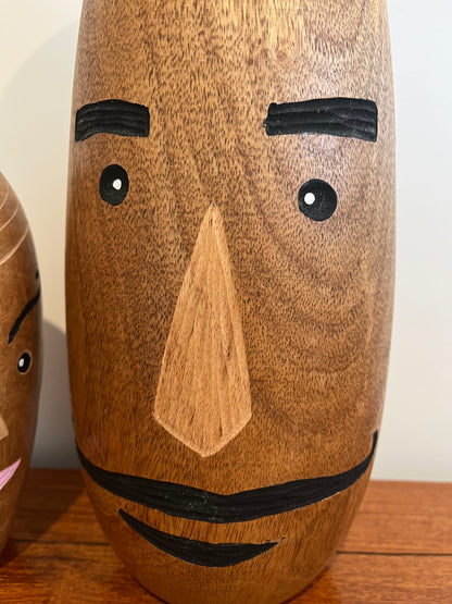 Funky Mr & Mrs Wooden Decorative Vases