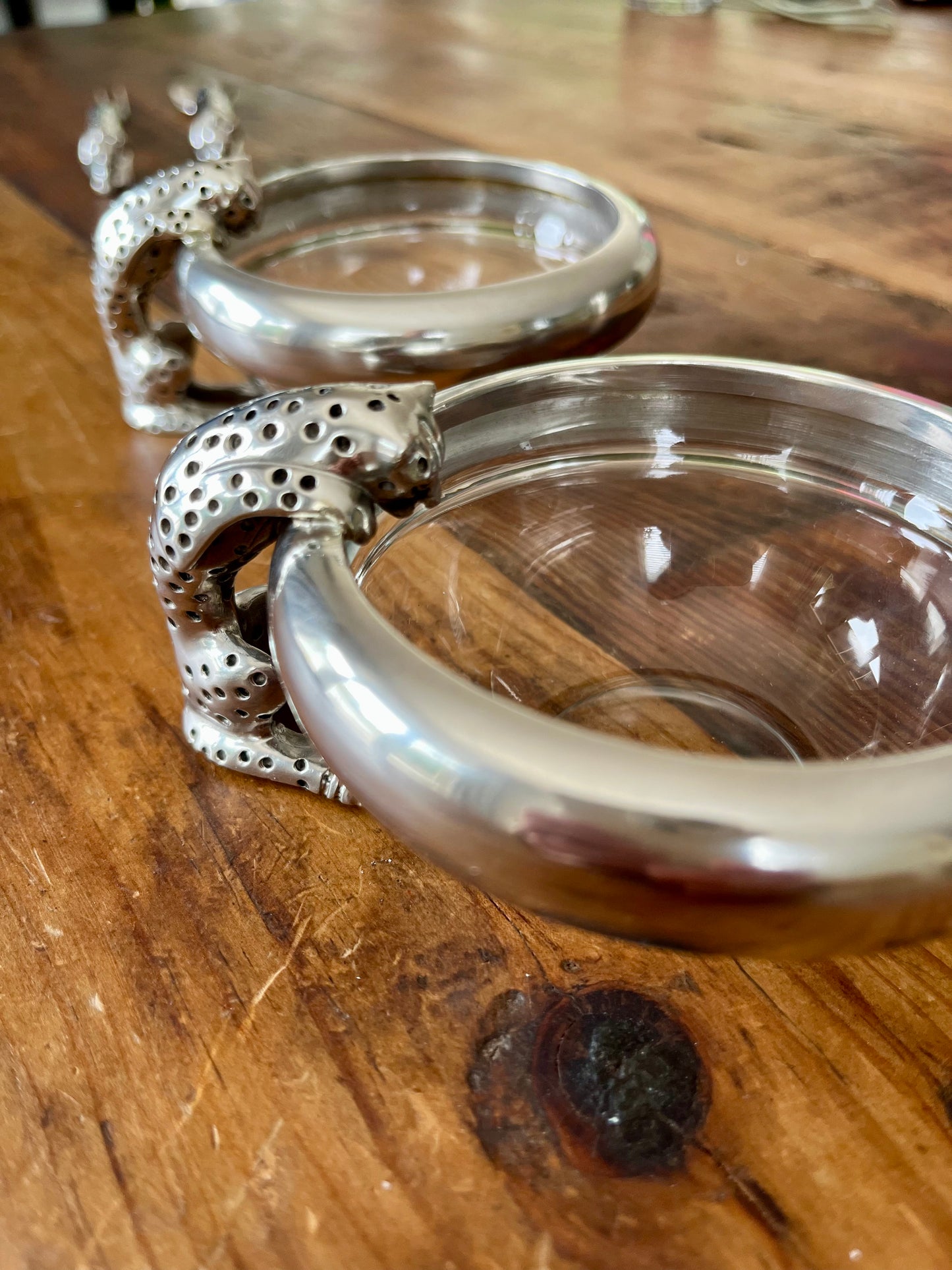 Cheetah Condiment Bowls with spoon and fork