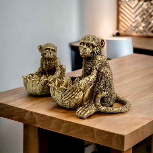 Pair of Bronze Monkey Candle Holders