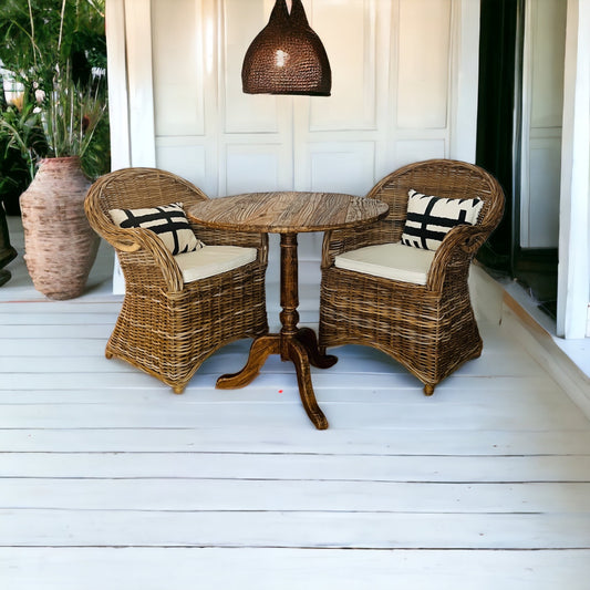 Beautiful Rustic Wicker & Wooden Dining Set